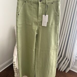 Wide Leg Green Jeans